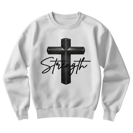 Christian Cross Crewneck Sweatshirt | Strength Faith Sweatshirt (Unisex)