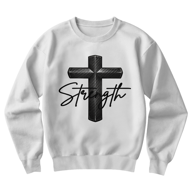 Christian Cross Crewneck Sweatshirt | Strength Faith Sweatshirt (Unisex)