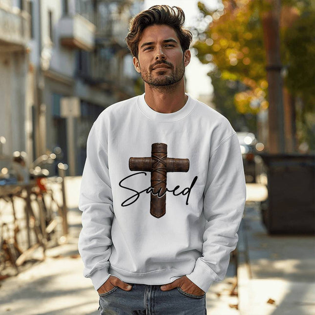 Christian Crewneck Sweatshirt | Saved Cross Faith Sweatshirt (Unisex)