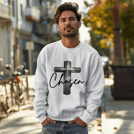 Christian Crewneck Sweatshirt | Chosen Cross Faith Sweatshirt (Unisex)