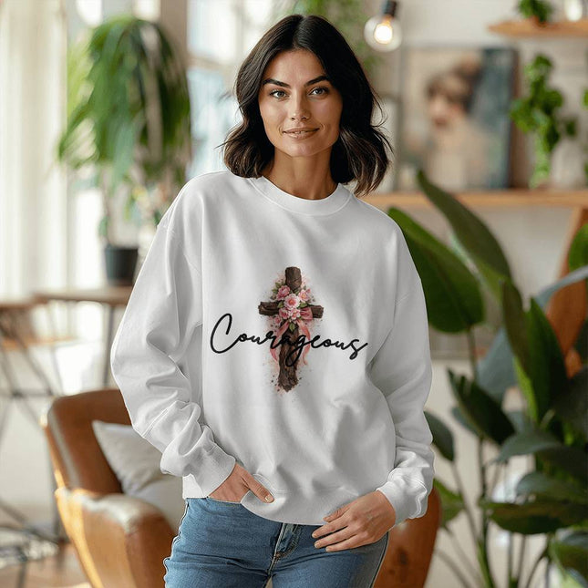Modern Christian crewneck sweatshirt for women — "Grace is her language" — a faith-forward gift, ready to give