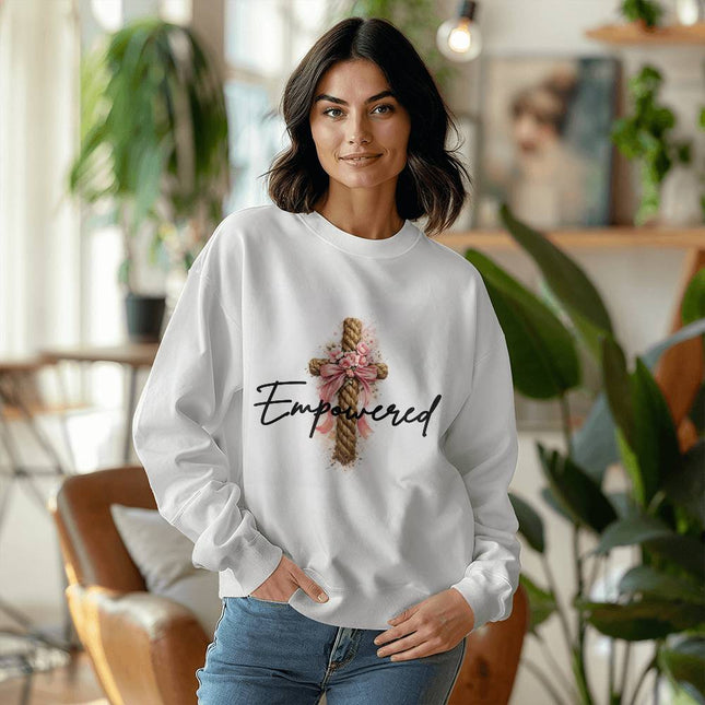 Modern Christian crewneck sweatshirt for women — "Worn with grace" — a faith-forward gift, ready to give