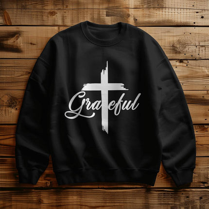 Grateful Cross Crewneck Sweatshirt | Black | Christian Sweatshirt