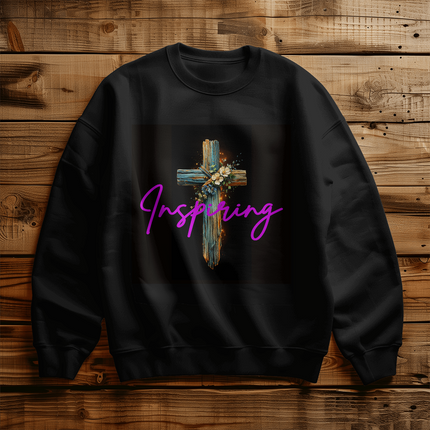 Inspiring Heart Cross Unisex Crewneck Sweatshirt – Christian Gift for Women