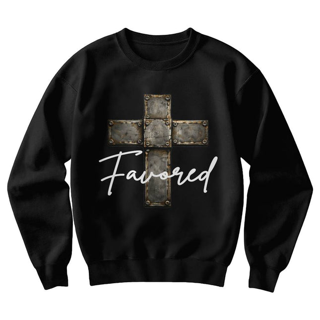 Favored Cross Crewneck Sweatshirt – Christian Gift for Men