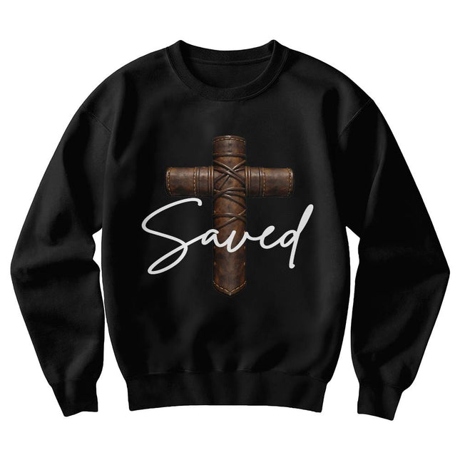 Saved Cross Crewneck Sweatshirt – Christian Gift for Men