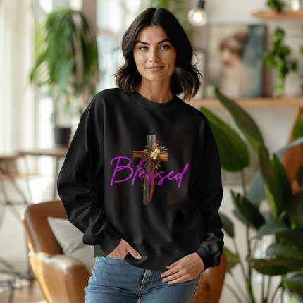 Inspiring Heart Cross Unisex Crewneck Sweatshirt – Christian Gift for Women