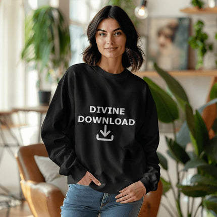 Divine Download Crewneck Sweatshirt | Black | Christian Sweatshirt
