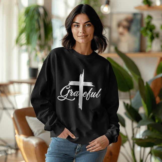 Grateful Cross Crewneck Sweatshirt | Black | Christian Sweatshirt