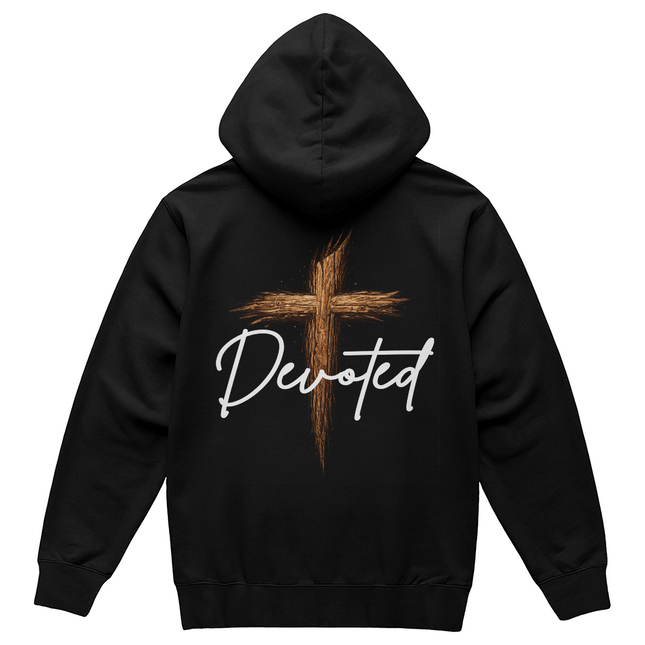 Devoted Cross Pullover Hoodie – Christian Gift for Men