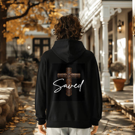 Saved Cross Pullover Hoodie – Christian Gift for Men