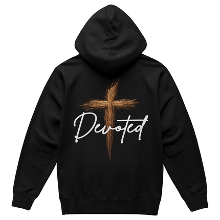 Cross Devoted - Pullover Fleece Hoodie Back Print - Gift for Men