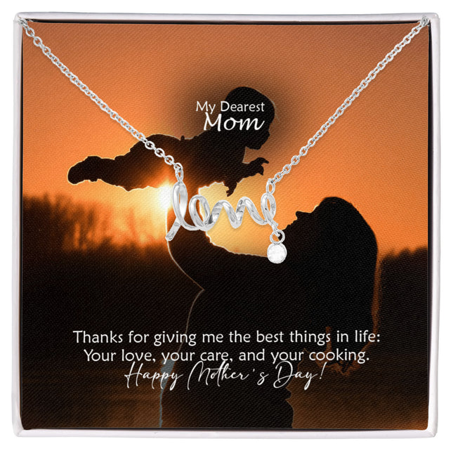 My Dearest Mom | Christian Scripted Love Necklace | Mother's Day Gift for Mom | Faith Gift
