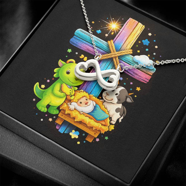 Rainbow Cross Frog And Cow | Christian Endless Love Necklace | Gift for Kids