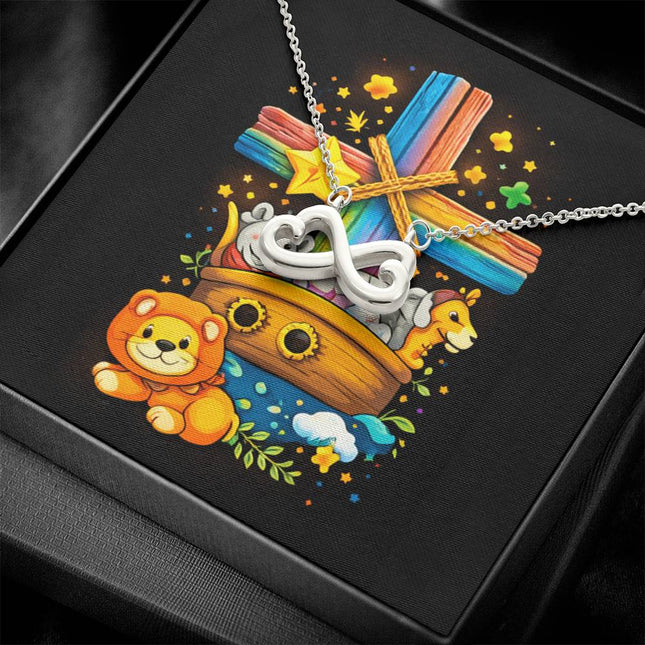 Rainbow Cross Noahs Ark | Christian Endless Love Necklace | Gift for Kids