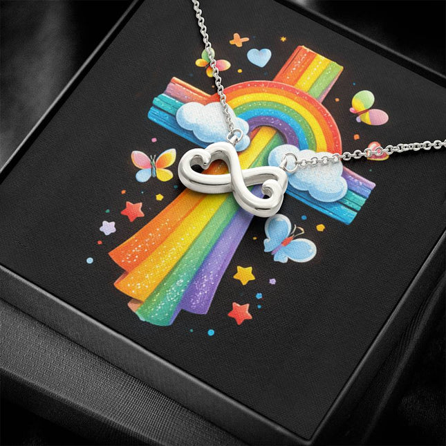 Rainbow Cross Butterfly | Christian Endless Love Necklace | Gift for Kids