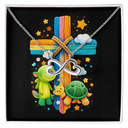 Rainbow Cross Turtle | Christian Endless Love Necklace | Gift for Kids