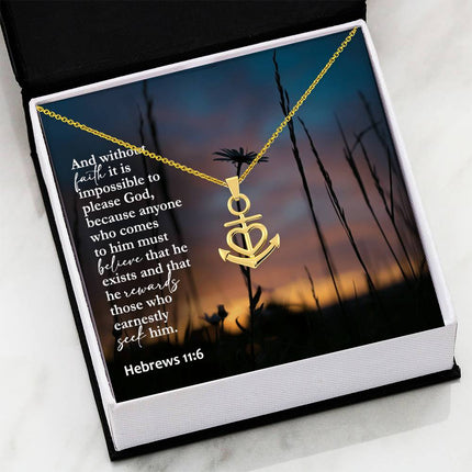 Modern Christian anchor pendant necklace with Faith design — "Faith in the unseen" — a faith-forward gift for women