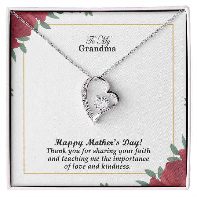 Thank You for Sharing Your Faith & Teaching Me Love and Kindness | Christian Forever Love Necklace | Mother's Day Gift for Grandma | Faith Gift