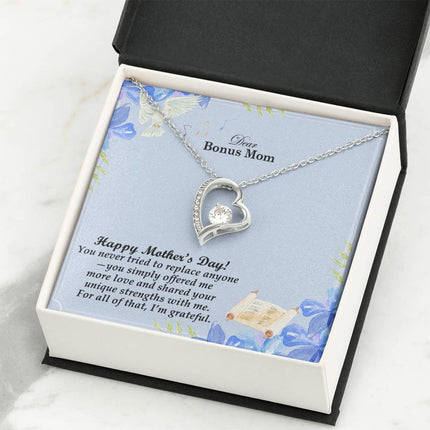 You Never Tried to Replace Anyone Bonus Mom You Simply Offered More Love | Christian Forever Love Necklace | Mother's Day Gift for Bonus Mom | Faith Gift