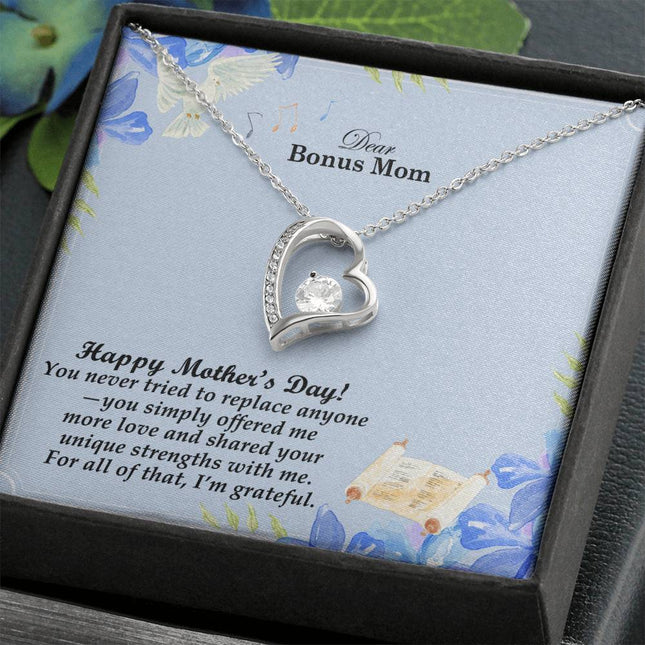 You Never Tried to Replace Anyone Bonus Mom You Simply Offered More Love | Christian Forever Love Necklace | Mother's Day Gift for Bonus Mom | Faith Gift