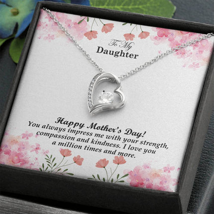 Christian forever love necklace with "You Impress Me with Your Strength Compassion & Kindness" message — modern Mother's Day gift for daughter, in luxury gift box
