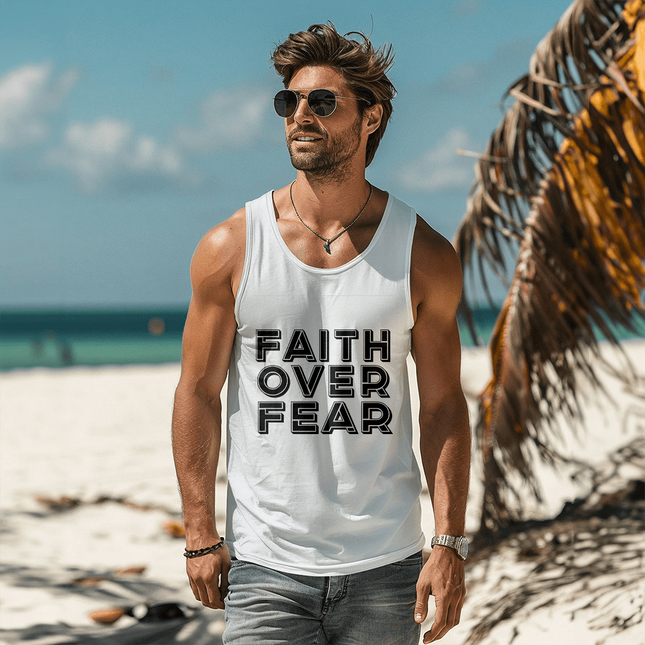 Faith Over Fear Men's Tank Top – Christian Gift for Men