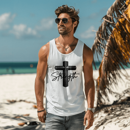 Christian Cross Tank Top for Men | Strength Faith Tank (Unisex)