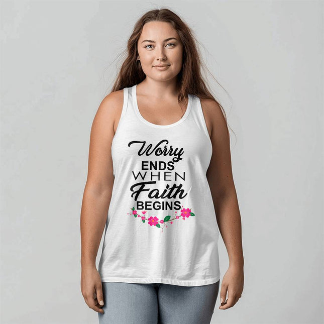 Modern Christian t-shirt with Faith design — "She walks by faith" — a faith-forward gift for women