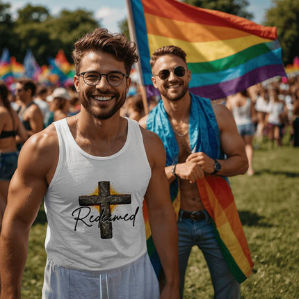Christian Tank Top for Men | Redeemed Cross Faith Tank (Unisex)