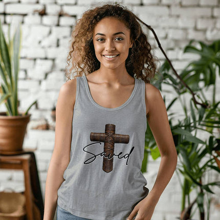 Christian Tank Top for Men | Saved Cross Faith Tank (Unisex)