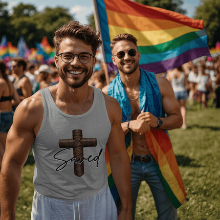 Christian Tank Top for Men | Saved Cross Faith Tank (Unisex)