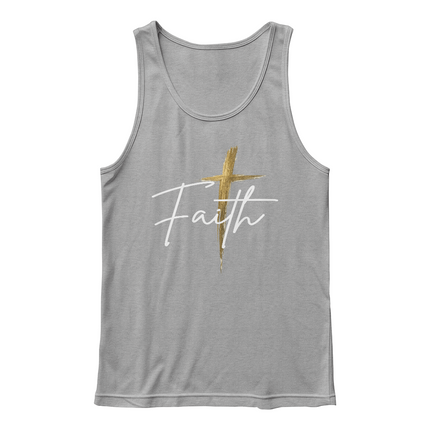 Faith Cross Gold Christian Tank Top | Unisex Jersey Tank