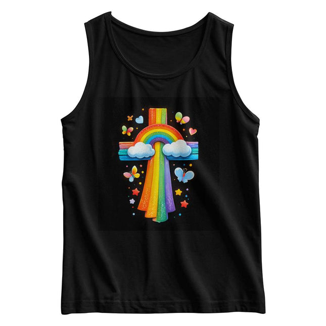 Rainbow Cross & Butterflies Kids Tank Top – Christian Gift for Kids