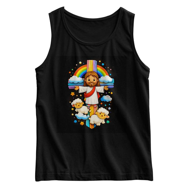 Jesus & Lambs Rainbow Cross Kids Tank Top – Christian Gift for Kids