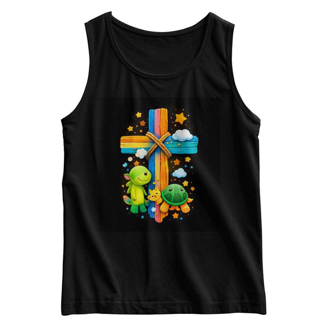 Dinosaur & Turtle Rainbow Cross Kids Tank Top – Christian Gift for Kids
