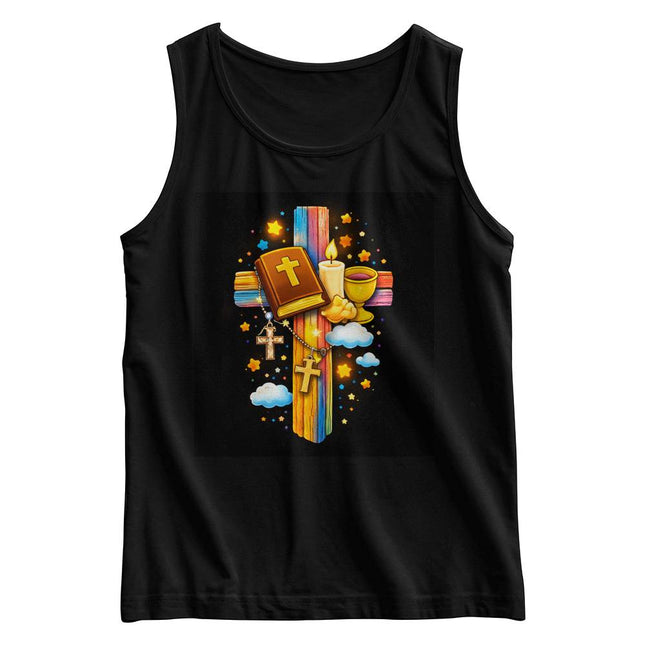 First Communion Rainbow Cross Kids Tank Top – Christian Gift for Kids