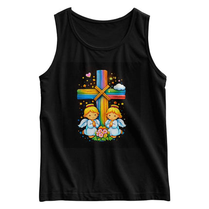 Angels & Flowers Rainbow Cross Kids Tank Top – Christian Gift for Kids