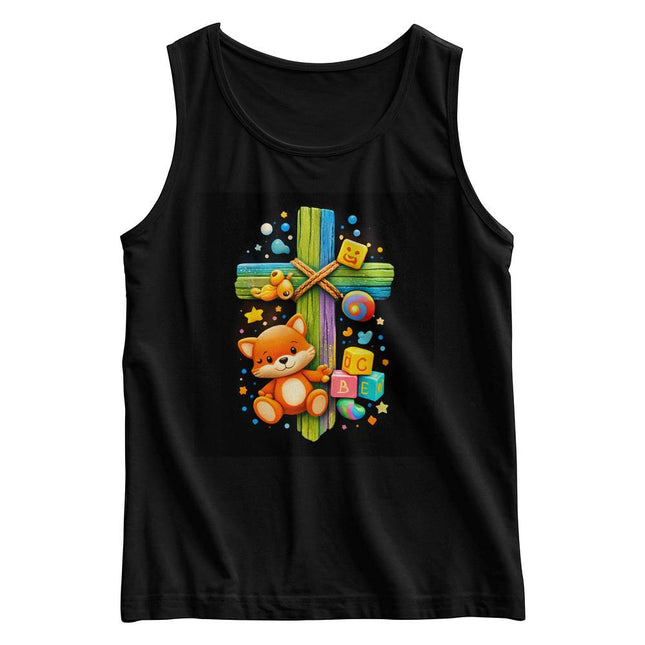 Toy Blocks & Teddy Rainbow Cross Kids Tank Top – Christian Gift for Kids