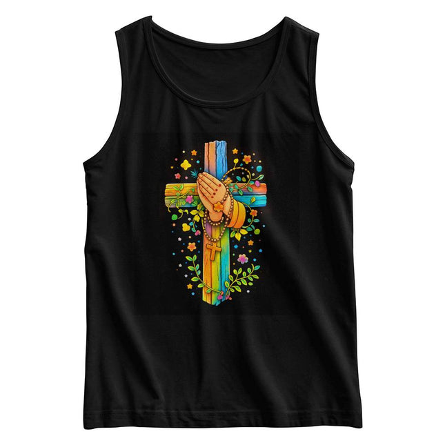 Praying Hands Rainbow Cross Kids Tank Top – Christian Gift for Kids