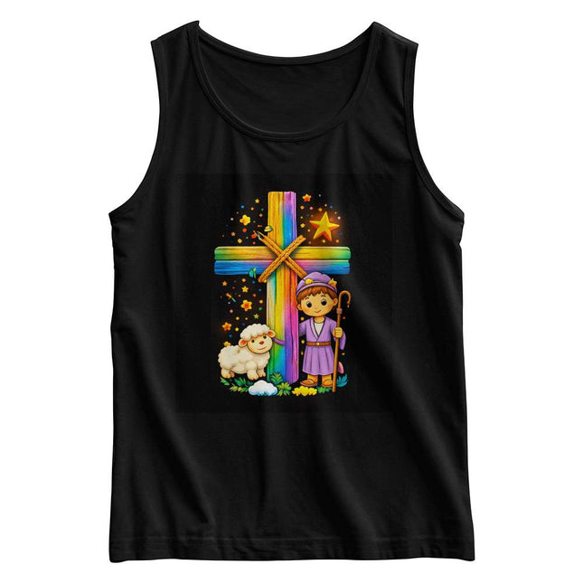 Little Shepherd & Lamb Rainbow Cross Kids Tank Top – Christian Gift for Kids