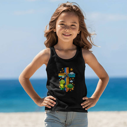 Dinosaur & Turtle Rainbow Cross Kids Tank Top – Christian Gift for Kids