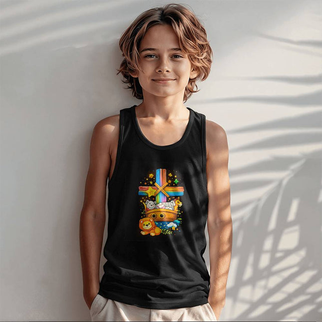 Noah's Ark Rainbow Cross Kids Tank Top – Christian Gift for Kids