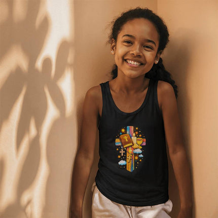 First Communion Rainbow Cross Kids Tank Top – Christian Gift for Kids