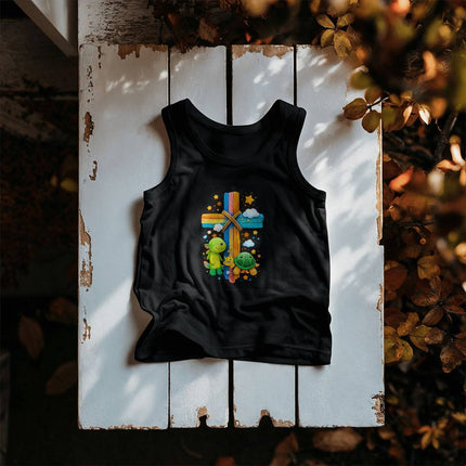 Dinosaur & Turtle Rainbow Cross Kids Tank Top – Christian Gift for Kids
