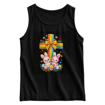 Easter Bunnies Rainbow Cross Kids Tank Top – Christian Gift for Kids