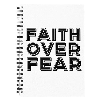 Christian Journal: Faith Over Fear Spiral Notebook | White | 6x8