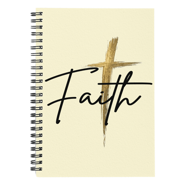 Faith Cross Gold Christian Spiral Notebook | 6x8 Journal
