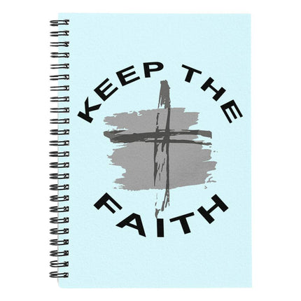 Christian Journal: Keep the Faith Cross Spiral Notebook | Light Blue | 6x8