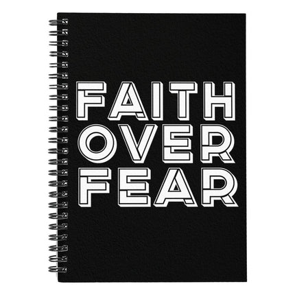 Christian Journal: Faith Over Fear Spiral Notebook | Black | 6x8